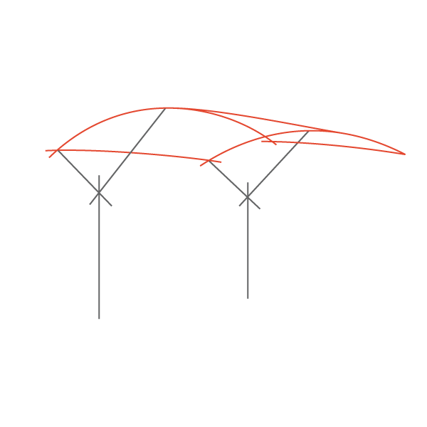 Stylized drawing of Crest shade structure